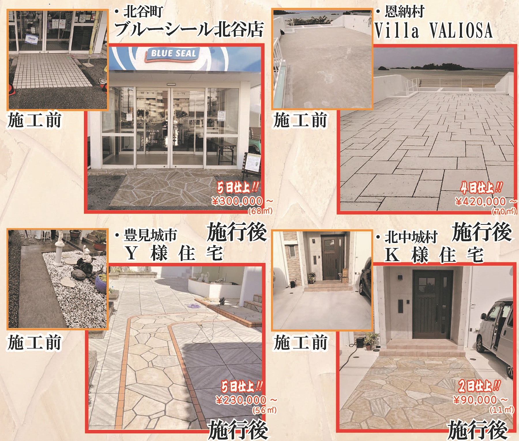 ローラーストーン参考施工価格 沖縄